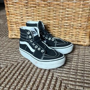 Vans Kids Black and White High-Top Shoes